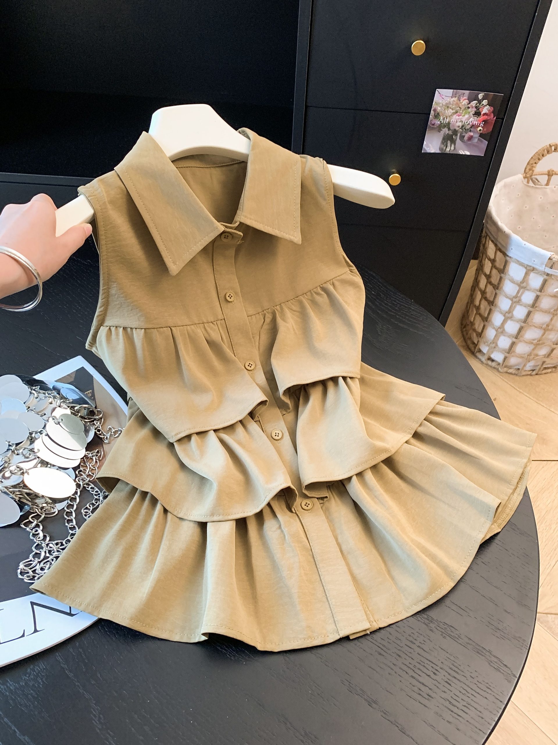 Summer New Korean Style Ruffle Sleeveless Shirt Women's Design Slimming Versatile Turn-down Collar Top - Image 4