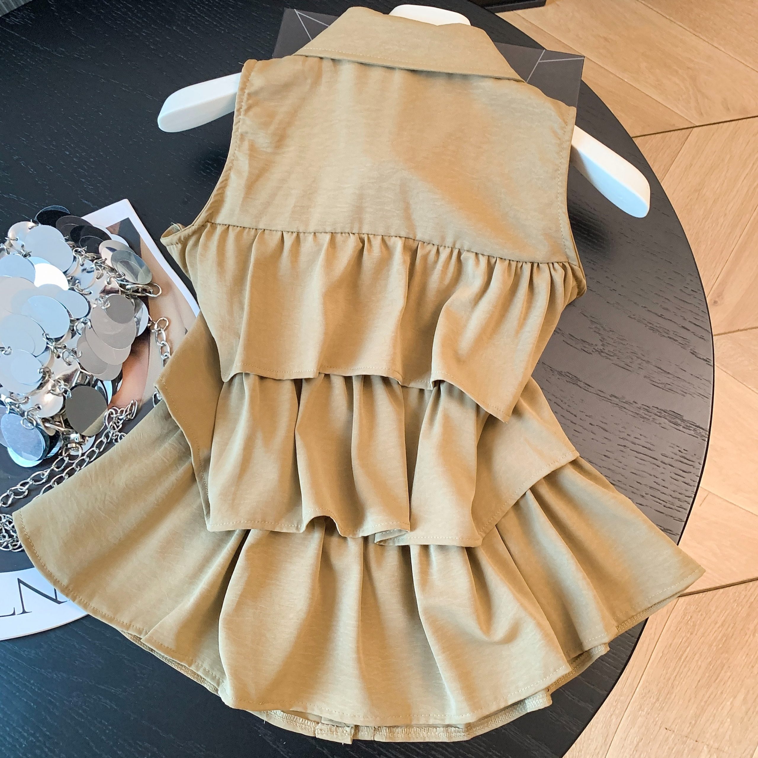 Summer New Korean Style Ruffle Sleeveless Shirt Women's Design Slimming Versatile Turn-down Collar Top - Image 5